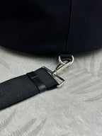 PRADA 25S DRAWSTRING BACKPACK 55 IN BLACK CANVAS LINEN SILVER HARDWRE