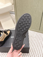 CHANEL 25S HIGH-TOP SNEAKERS IN BLACK AND BROWN CALFSKIN AND SUEDE