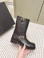 CHANEL 25S CALF-HIGH CHELSEA BOOTS IN BLACK CALFSKIN GOLD HARDWARE