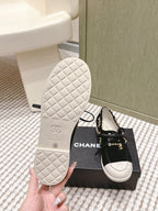 CHANEL 25S MOASINS IN BLACK AND LIGHT GREY SUEDE
