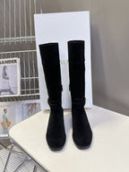DIOR 25S BLACK HIGH BOOTS IN BLACK SUEDE