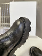 DIOR ALPS ANKLE BOOTS 25S IN BLACK LAMBSKIN AND BEIGE WOOL WITH SILVER HARDWARE