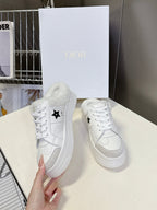 DIOR 25S  STAR SNEAKERS 40 MM IN WHITE LAMBSKIN AND WOOL STYLE 1