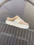 DIOR 25S  STAR SNEAKERS 40 MM IN NUDE PINK SUEDE AND WOOL