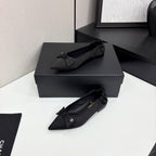 CHANEL BALLET FLATS 25S IN BLACK SATIN WITH BOW