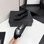 CHANEL BALLET FLATS 25S IN BLACK SATIN WITH BOW