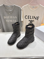 DIOR 25S ANKLE BOOTS IN DARK GREY MIX BLACK FEATHER