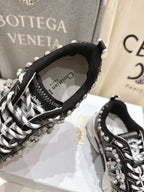 DIOR 25S SNEAKER IN BLACK LAMBSKIN AND MESH FABRIC WITH PEARL DETAILING