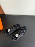 HERMES SKATEBOARD SHOES BLACK SUEDE