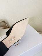 DIOR J'A SLINGBACK FLAT BLACK TECHNICAL FABRIC