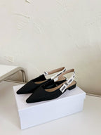 DIOR J'A SLINGBACK FLAT BLACK TECHNICAL FABRIC