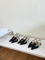 DIOR J'A SLINGBACK PUMP BLACK TECHNICAL FABRIC 65 MM