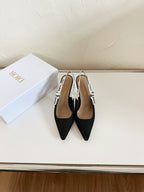 DIOR J'A SLINGBACK PUMP BLACK TECHNICAL FABRIC 10 CM