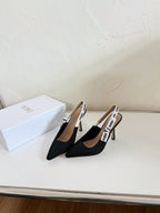 DIOR J'A SLINGBACK PUMP BLACK TECHNICAL FABRIC 10 CM