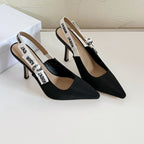DIOR J'A SLINGBACK PUMP BLACK TECHNICAL FABRIC 10 CM