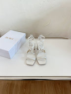 DIOR MEDIUM SQUARE HEEL SANDAL IN WHITE LAMBSKIN