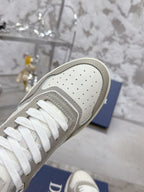 DIOR 25S B27 UPTOWN LOW-TOP SNEAKERS IN GREY MIX CREAM WHITE CALFSKIN STYLE 4