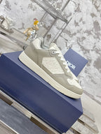 DIOR 25S B27 UPTOWN LOW-TOP SNEAKERS IN GREY MIX CREAM WHITE CALFSKIN STYLE 4