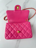 CHANEL SMALL 20 FLAP BAG IN DEEP PINK CALFSKIN