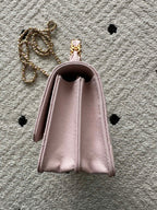 CHANEL 25S CLASSIC WALLET ON CHAIN 19 IN LIGHT PINK LAMBSKIN WITH GOLD HARDWARE