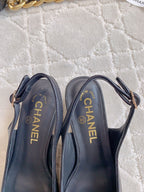 CHANEL SLINGBACKS 45 IN BLACK SHEEPSKIN