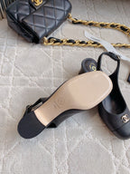 CHANEL SLINGBACKS 45 IN BLACK SHEEPSKIN