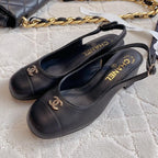 CHANEL SLINGBACKS 45 IN BLACK SHEEPSKIN