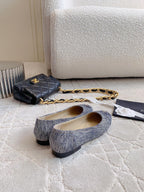 CHANEL BALLET FLATS IN PIGEON BLUE DENIM