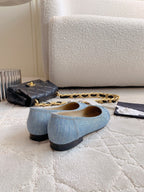 CHANEL BALLET FLATS IN LIGHT BLUE DENIM