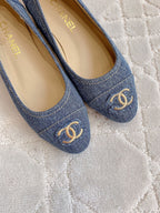 CHANEL BALLET FLATS IN AEGEAN BLUE DENIM