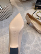 CHANEL HIGH PUMP 65 MM IN BEIGE CREAM PATENT CALFSKIN