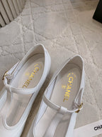 CHANEL 25S MARY JANE IN BLACK AND WHITE CALFSKIN GOLD HARDWARE