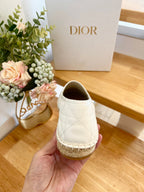 DIOR GRANVILLE ESPADRILLE WHITE QUILTED CANNAGE CALFSKIN