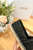 DIOR GRANVILLE ESPADRILLE BLACK QUILTED CANNAGE CALFSKIN