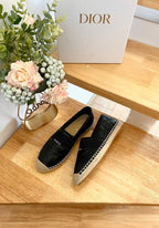 DIOR GRANVILLE ESPADRILLE BLACK QUILTED CANNAGE CALFSKIN