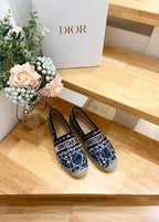 DIOR GRANVILLE ESPADRILLE NAVY BLUE OBLIQUE EMBROIDERED COTTON