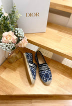 DIOR GRANVILLE ESPADRILLE NAVY BLUE OBLIQUE EMBROIDERED COTTON