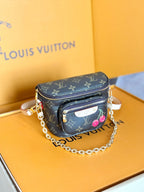 LOUIS VUITTON LV 25S MINI BUMBAG 17 IN BROWN CANVAS MONOGRAM CHERRY PRINT GOLD HARDWARE