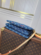 LOUIS VUITTON LV 25S COUSSIN BAG 26 IN DARK BLUE DENIM MONOGRAM CHERRY GOLD HARDWARE