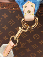 LOUIS VUITTON LV 25S BUMBAG 38 IN BLUE MONOGRAM DENIM LEATHER TRIM GOLD HARDWARE