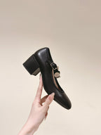 CHANEL HIGH MARY JANE BLACK LAMBSKIN