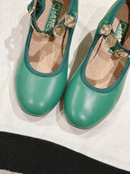 CHANEL HIGH MARY JANE SEA GREEN LAMBSKIN