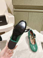 CHANEL HIGH MARY JANE SEA GREEN LAMBSKIN
