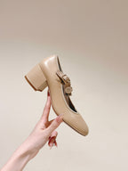 CHANEL HIGH MARY JANE ALMOND BEIGE LAMBSKIN