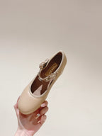 CHANEL HIGH MARY JANE ALMOND BEIGE LAMBSKIN