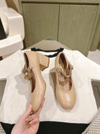 CHANEL HIGH MARY JANE ALMOND BEIGE LAMBSKIN