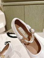 CHANEL HIGH MARY JANE WHITE LAMBSKIN