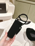 CHANEL HIGH SANDAL BLACK SUEDE CALFSKIN