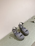CHANEL HIGH SANDAL GREY SUEDE CALFSKIN