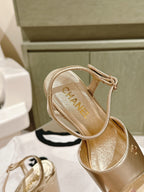 CHANEL HIGH SANDAL GOLDEN CALFSKIN